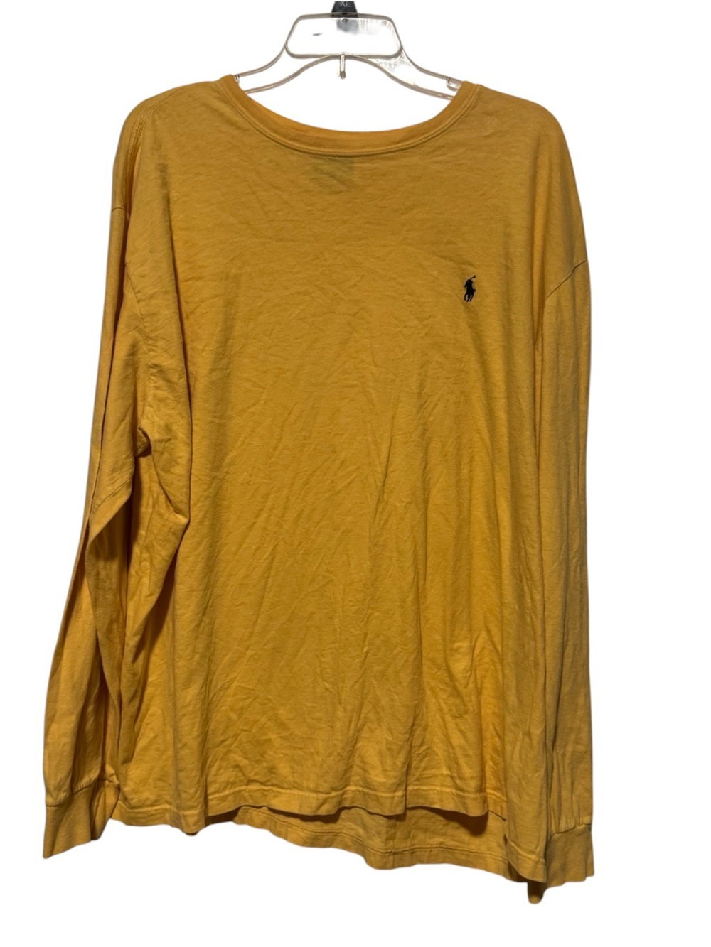 Ralph Lauren Long Sleeve Crewneck Tee in Mustard Yellow with Polo Logo